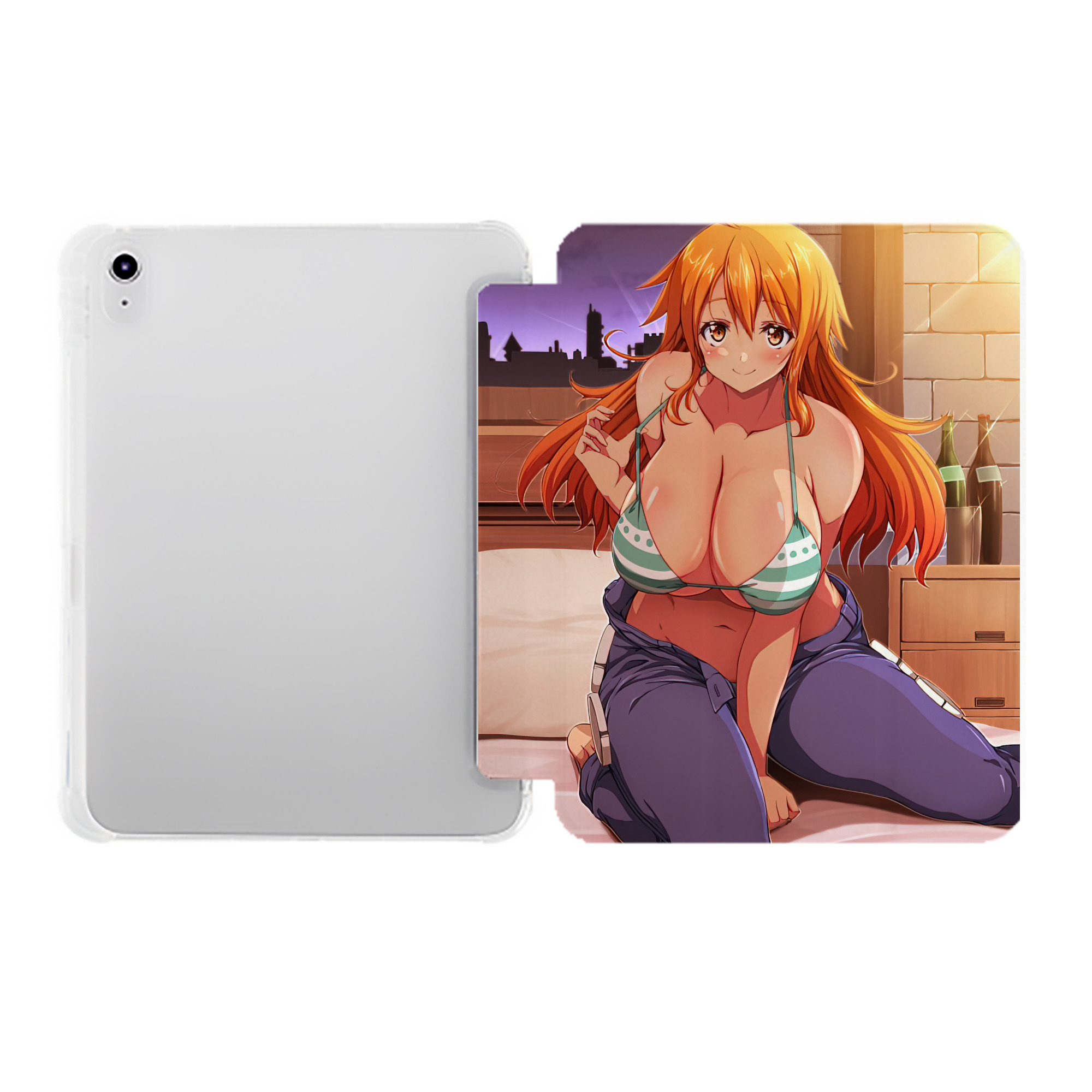 （画像用） ワンピース ONE PIECE IPad ケース ペン収納付き 三つ折りスタンド PUレザー×シリコン 対応機種9.5/10.5/10.9インチ